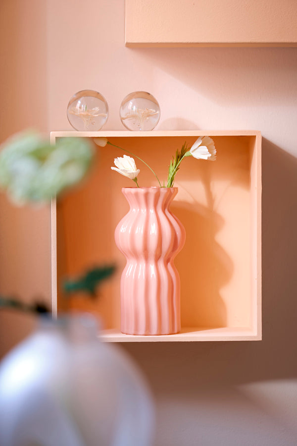 Light & Living Accessories Ornament 8x8 cm FLOWER glass light pink+green House of Isabella UK