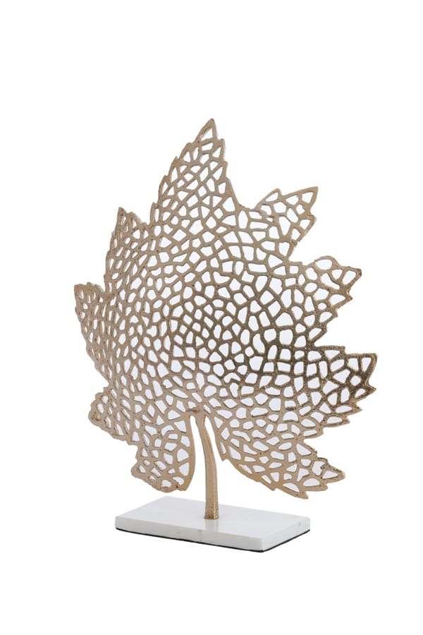Light & Living Accessories Ornament on base 22x8x30 cm LEAF gold+marble white House of Isabella UK