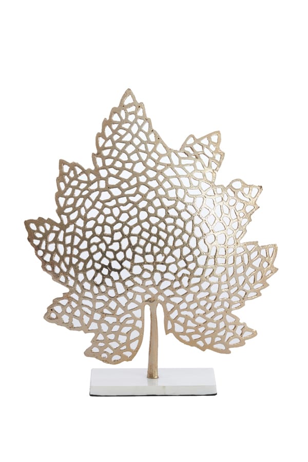 Light & Living Accessories Ornament on base 22x8x30 cm LEAF gold+marble white House of Isabella UK