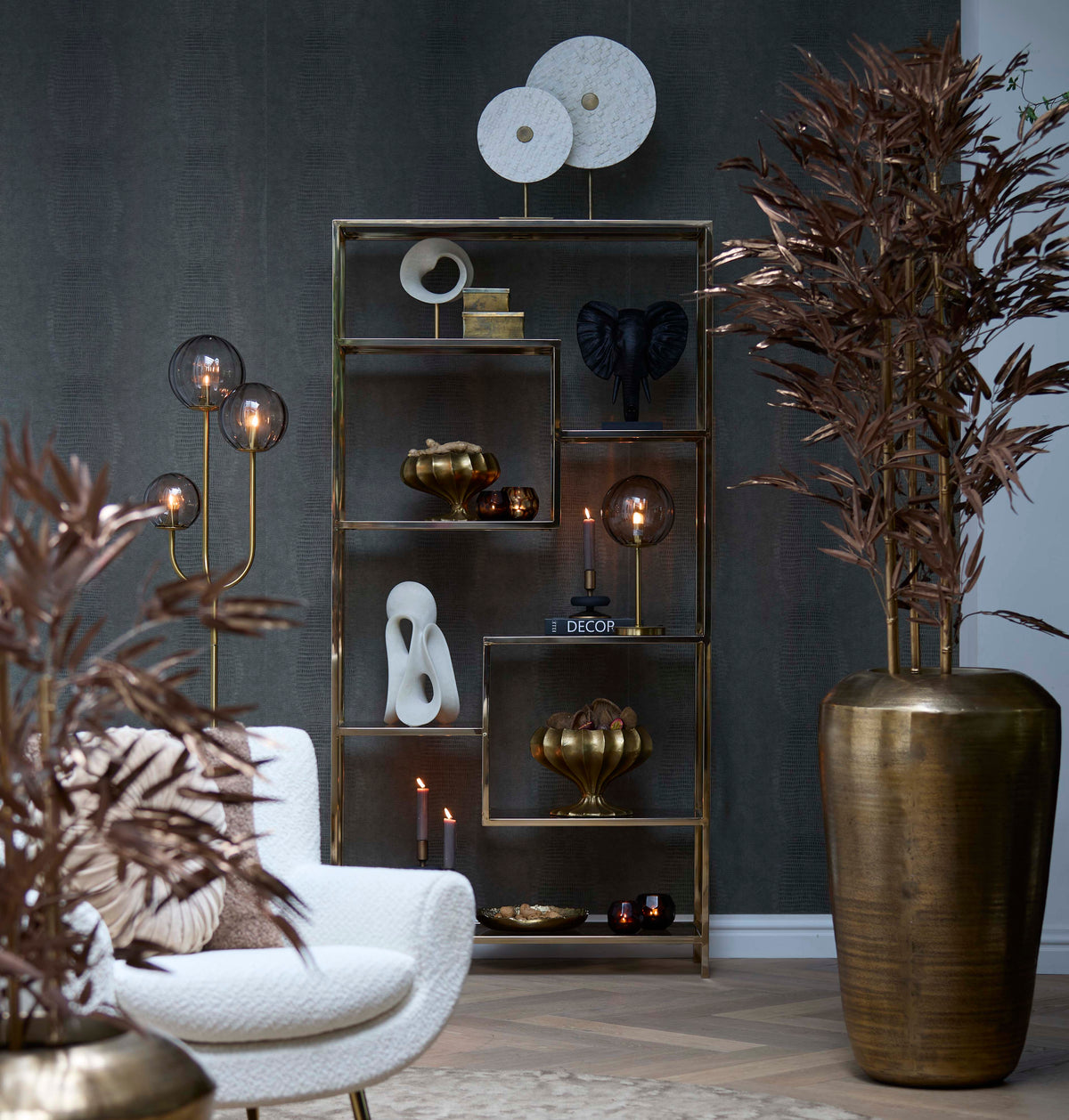 Light & Living Accessories Ornament on base 25x10x35 cm YVO marble white+antique bronze House of Isabella UK