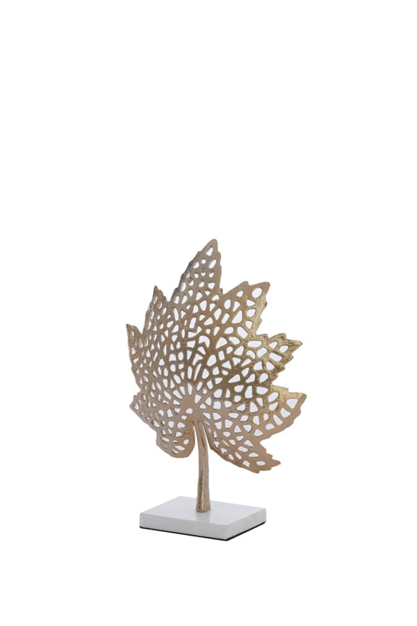 Light & Living Accessories Ornament on base 36x10x41 cm LEAF gold+marble white House of Isabella UK