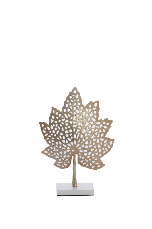 Light & Living Accessories Ornament on base 36x10x41 cm LEAF gold+marble white House of Isabella UK