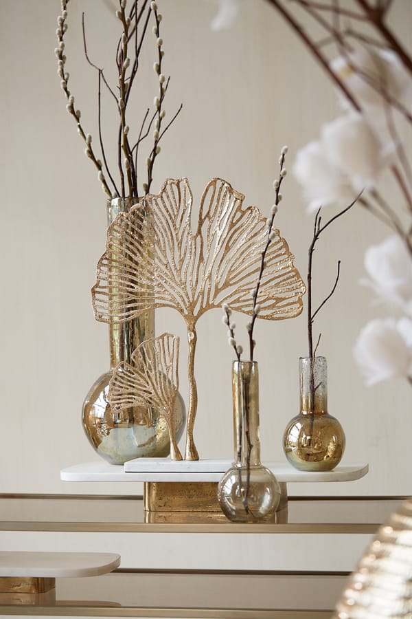Light & Living Accessories Ornament on base 36x10x48 cm LEAF gold+marble white House of Isabella UK