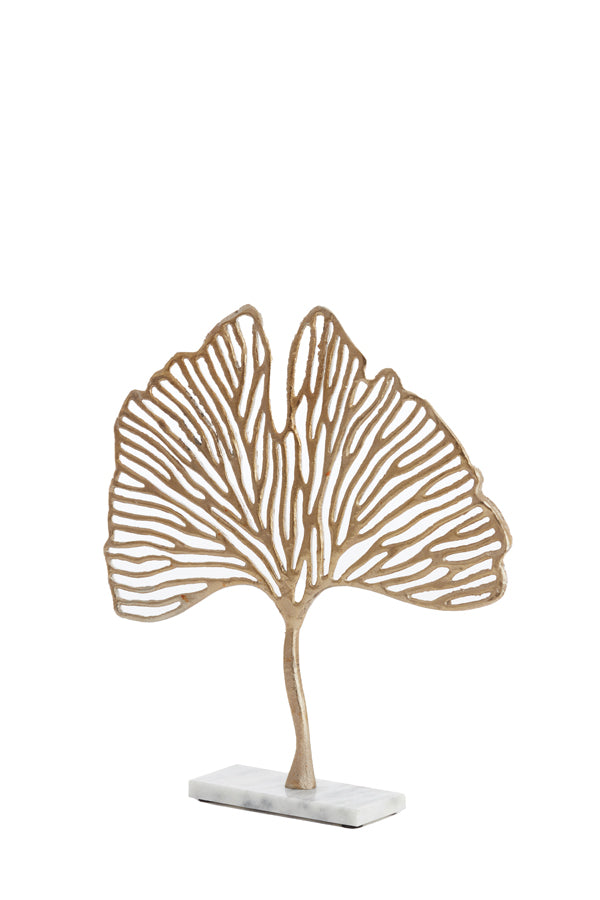 Light & Living Accessories Ornament on base 36x6x39 cm LEAF gold+marble white House of Isabella UK