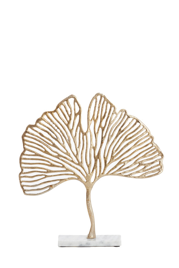 Light & Living Accessories Ornament on base 36x6x39 cm LEAF gold+marble white House of Isabella UK