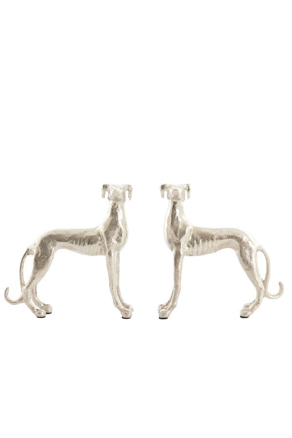 Light & Living Accessories Ornament S/2 17x8x18+17x8x18 cm DOGS nickel House of Isabella UK