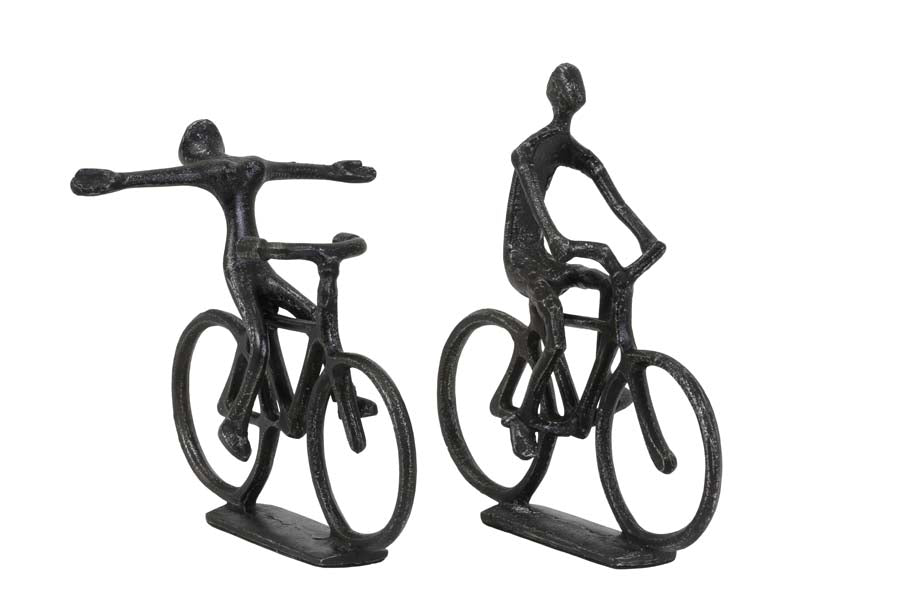 Light & Living Accessories Ornament S/2 24x18x22+24x7x25 cm CYCLISTS antiq black pearl House of Isabella UK