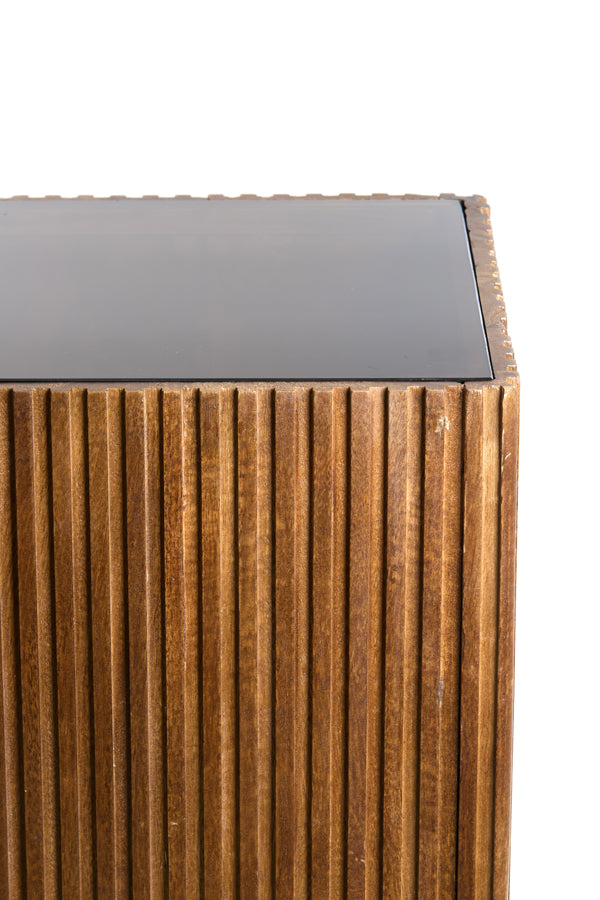 Light & Living Accessories Pillar 30x30x60 cm GATURA wood dark brown+glass brown House of Isabella UK