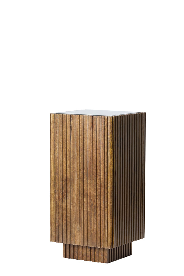 Light & Living Accessories Pillar 30x30x60 cm GATURA wood dark brown+glass brown House of Isabella UK