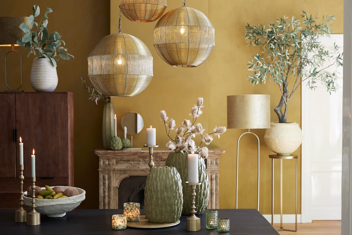 Light & Living Accessories Pillar 35x81 cm RETIRO light gold House of Isabella UK