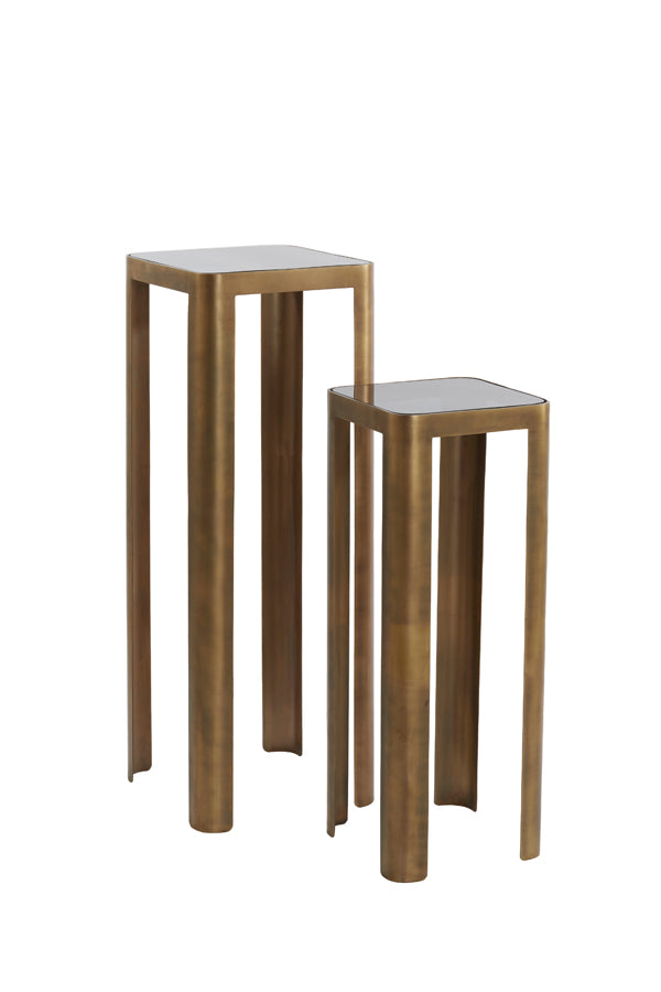 Light & Living Accessories Pillar S/2 30x30x80+35x35x100 cm OXE ant bronze+smoked glass House of Isabella UK