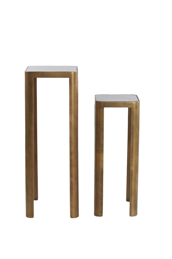 Light & Living Accessories Pillar S/2 30x30x80+35x35x100 cm OXE ant bronze+smoked glass House of Isabella UK