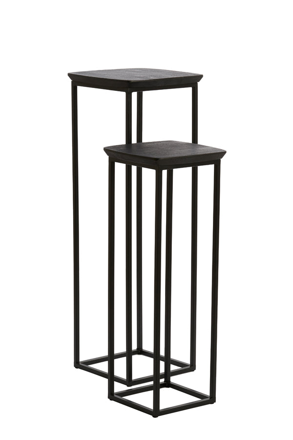 Light & Living Accessories Pillar S/2 30x30x80+35x35x100 cm QUENZA acacia wd mtt blk+bk House of Isabella UK