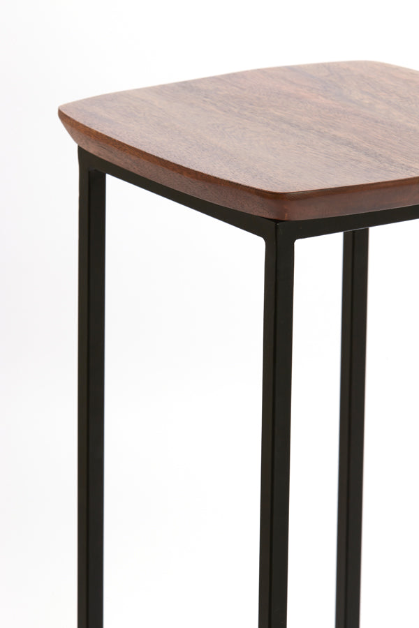 Light & Living Accessories Pillar S/2 30x30x80+35x35x100 cm QUENZA acacia wood brwn+blk House of Isabella UK