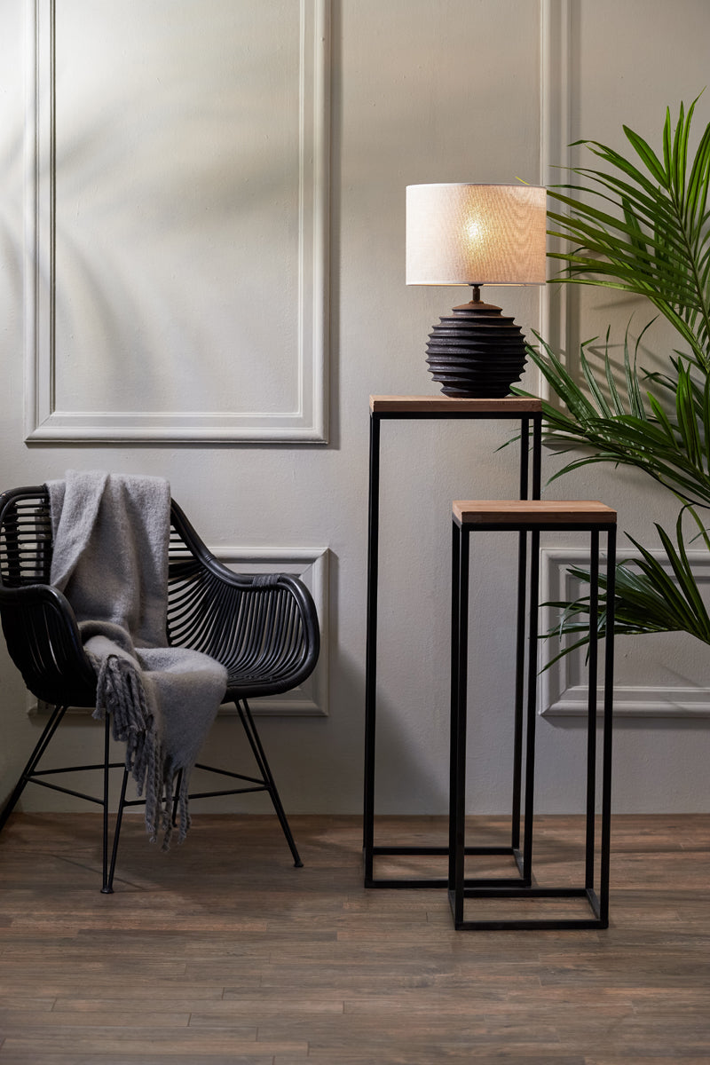 Light & Living Accessories Pillar S/2 30x30x82,5+35x35x102 cm YARULA wood+black House of Isabella UK