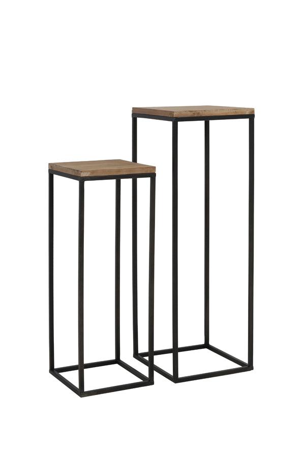 Light & Living Accessories Pillar S/2 30x30x82,5+35x35x102 cm YARULA wood+black House of Isabella UK