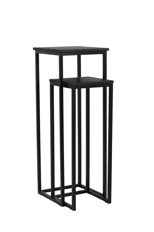 Light & Living Accessories Pillar S/2 30x30x83+36x36x103 cm BRYSON wood matt black House of Isabella UK