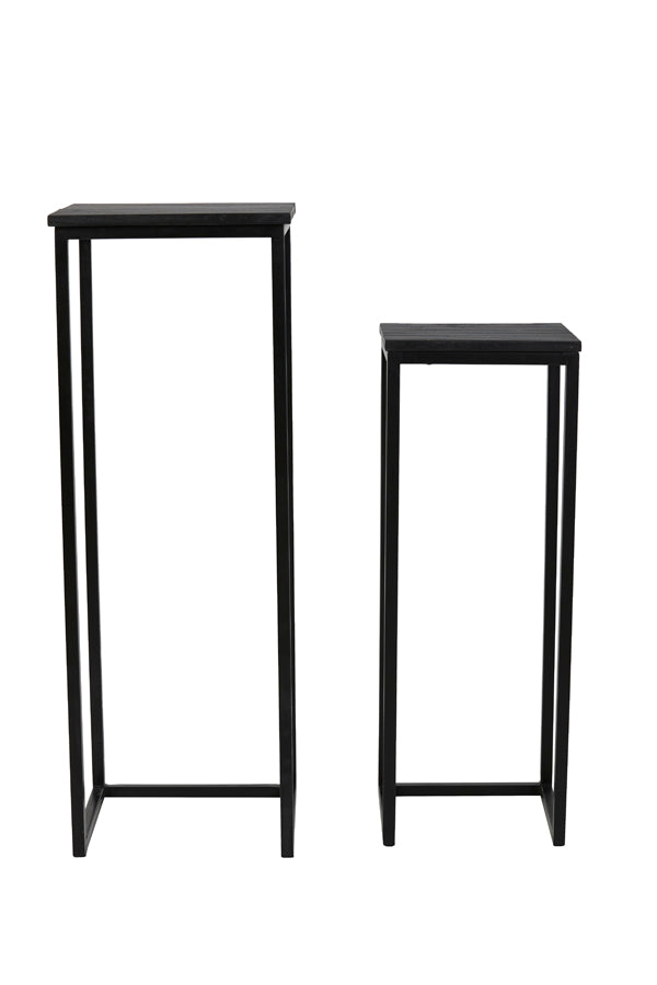 Light & Living Accessories Pillar S/2 30x30x83+36x36x103 cm BRYSON wood matt black House of Isabella UK