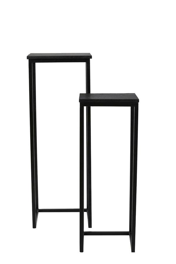 Light & Living Accessories Pillar S/2 30x30x83+36x36x103 cm BRYSON wood matt black House of Isabella UK