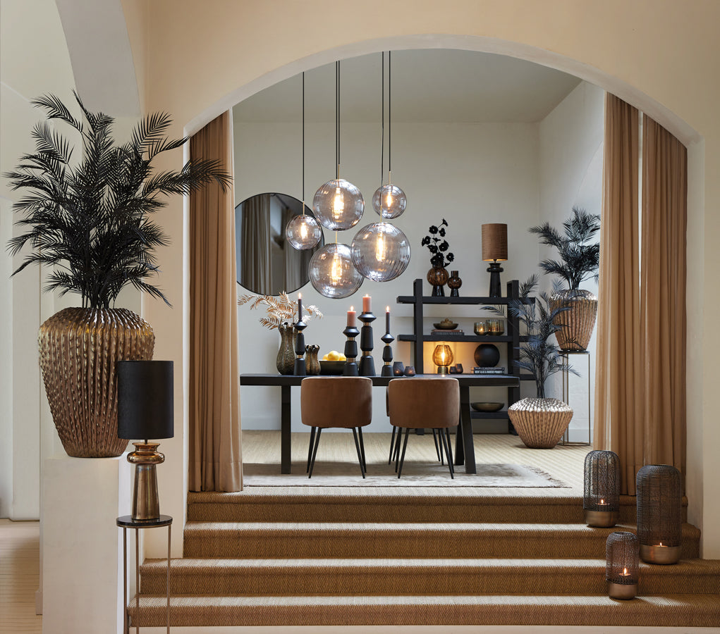 Light & Living Accessories Pillar S/2 30x80+35x100 cm SOBRINA black agate+ant. bronze House of Isabella UK