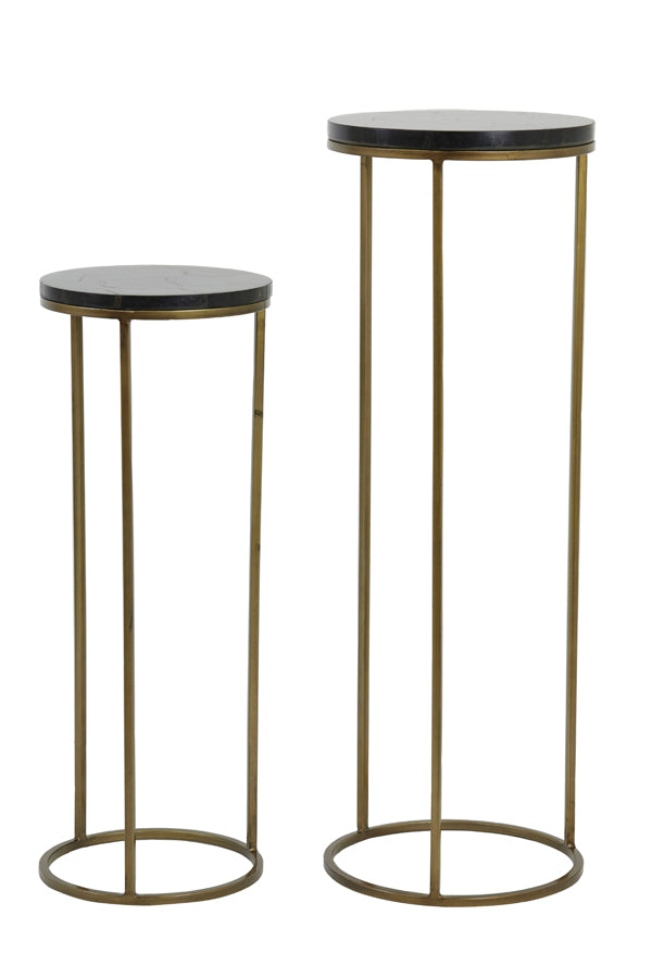 Light & Living Accessories Pillar S/2 30x80+35x100 cm SOBRINA black agate+ant. bronze House of Isabella UK