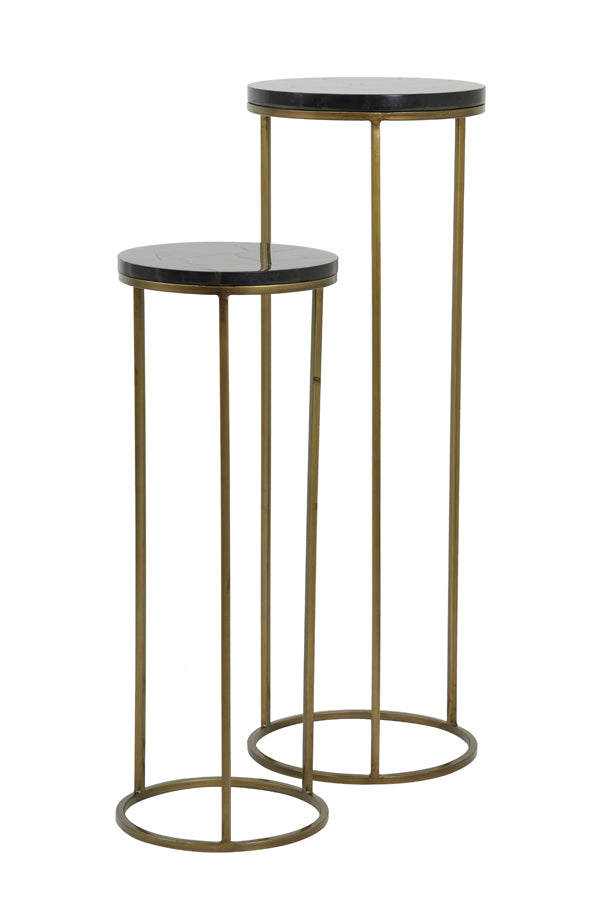 Light & Living Accessories Pillar S/2 30x80+35x100 cm SOBRINA black agate+ant. bronze House of Isabella UK