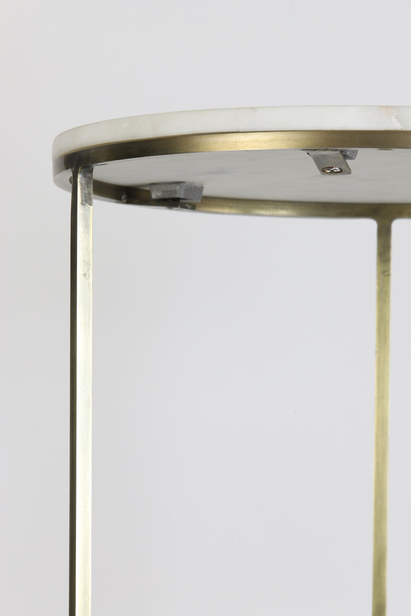 Light & Living Accessories Pillar S/2 32x82+41x102 cm RICARDO white marble+ant.bronze House of Isabella UK