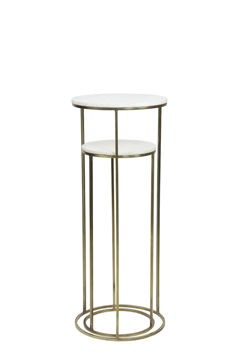 Light & Living Accessories Pillar S/2 32x82+41x102 cm RICARDO white marble+ant.bronze House of Isabella UK
