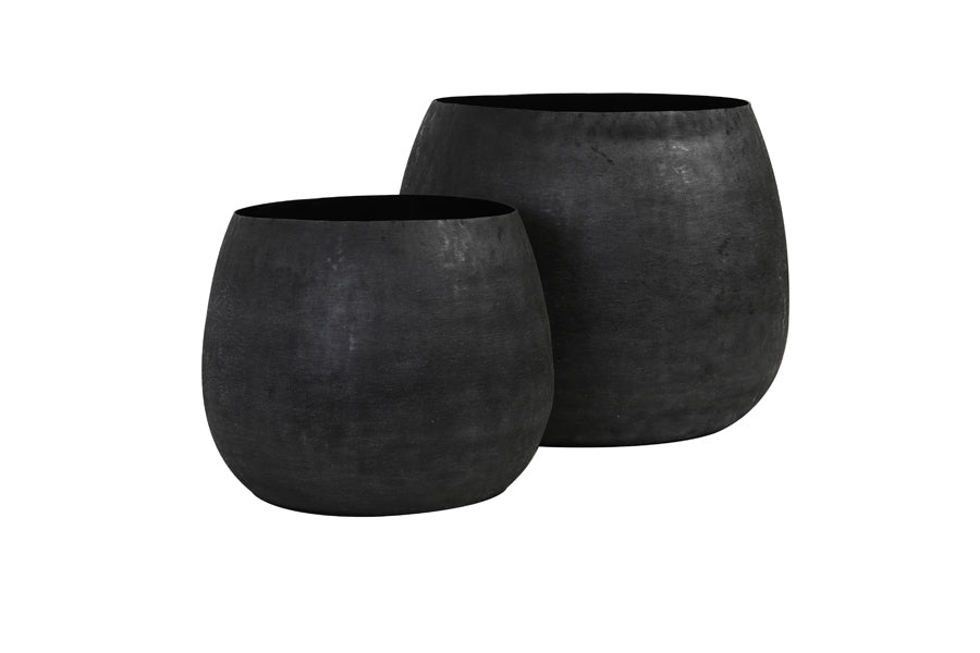Light & Living Accessories Pot deco S/2 38,5x28,5+50x37,5 cm GENOLU matt black House of Isabella UK
