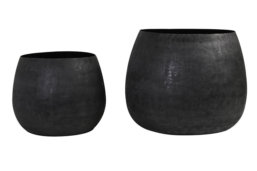 Light & Living Accessories Pot deco S/2 38,5x28,5+50x37,5 cm GENOLU matt black House of Isabella UK