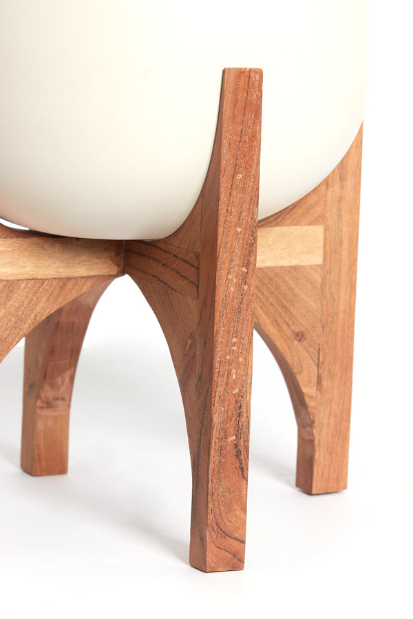 Light & Living Accessories Pot on base deco 36x50 cm KARUNA wood+matt cream House of Isabella UK