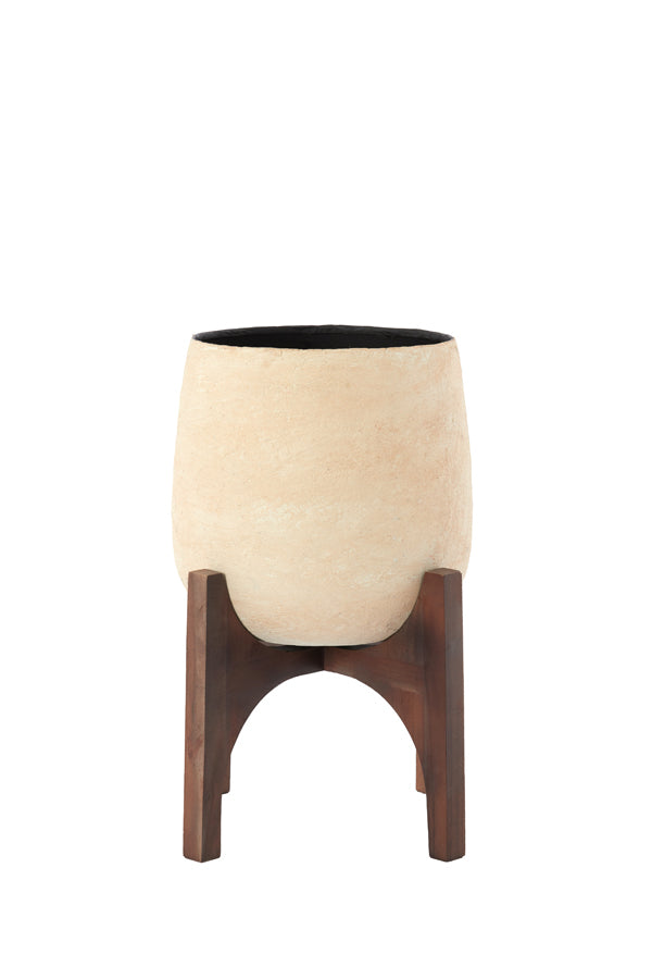 Light & Living Accessories Pot on base deco 36x50 cm KARUNA wood+papier mâché beige House of Isabella UK