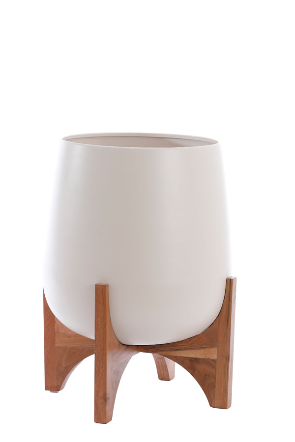 Light & Living Accessories Pot on base deco 44x53 cm KARUNA wood+matt cream House of Isabella UK