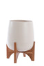 Light & Living Accessories Pot on base deco 44x53 cm KARUNA wood+matt cream House of Isabella UK