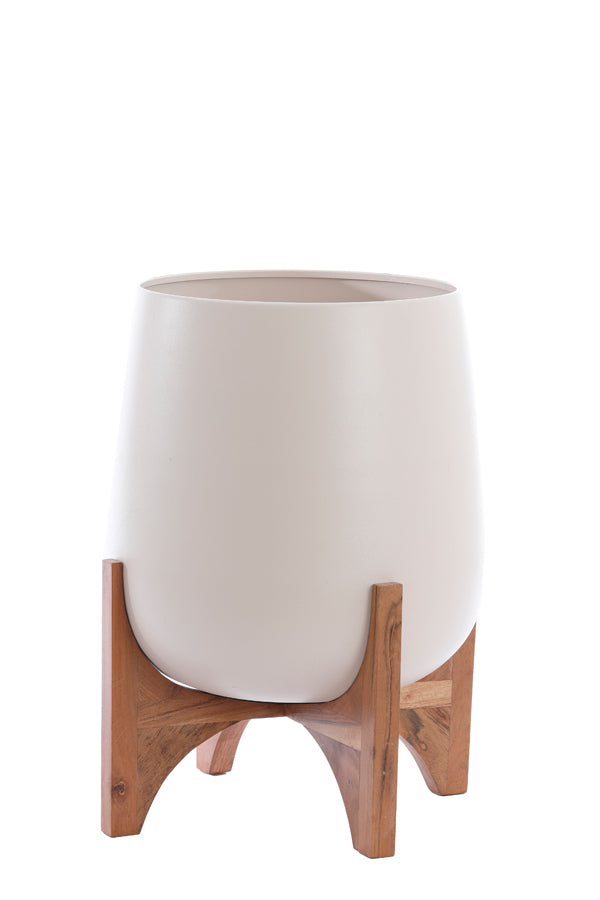 Light & Living Accessories Pot on base deco 44x53 cm KARUNA wood+matt cream House of Isabella UK