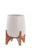 Light & Living Accessories Pot on base deco 44x53 cm KARUNA wood+matt cream House of Isabella UK