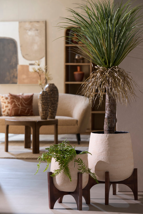 Light & Living Accessories Pot on base deco 44x53 cm KARUNA wood+papier mâché beige House of Isabella UK