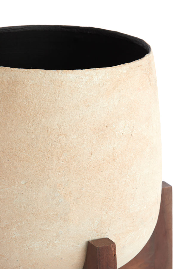 Light & Living Accessories Pot on base deco 44x53 cm KARUNA wood+papier mâché beige House of Isabella UK