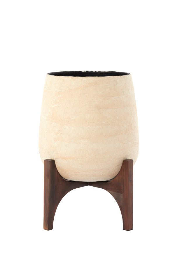 Light & Living Accessories Pot on base deco 44x53 cm KARUNA wood+papier mâché beige House of Isabella UK