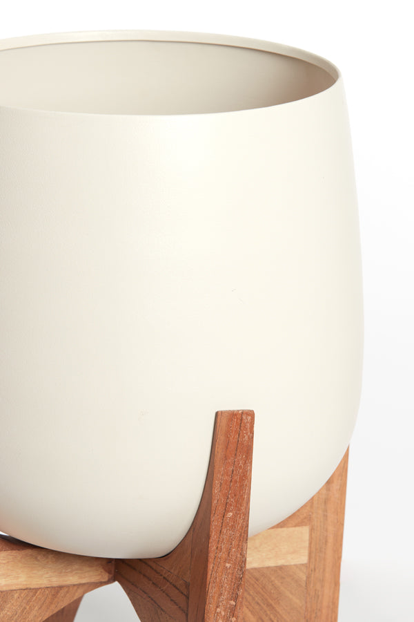 Light & Living Accessories Pot on base deco 59x82 cm KARUNA wood+matt cream House of Isabella UK