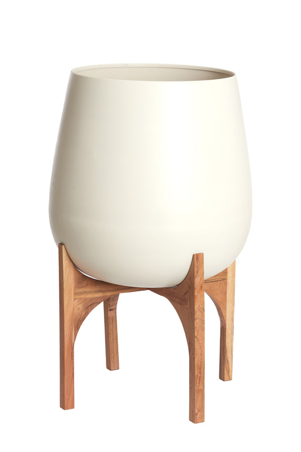 Light & Living Accessories Pot on base deco 59x82 cm KARUNA wood+matt cream House of Isabella UK