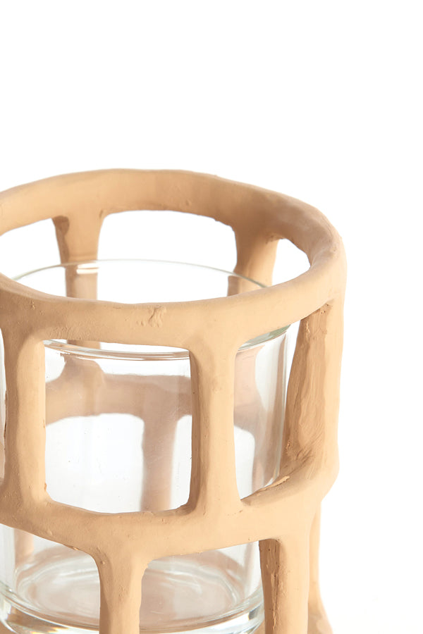 Light & Living Accessories Tealight 10x12 cm ALIMOS light terra+glass House of Isabella UK