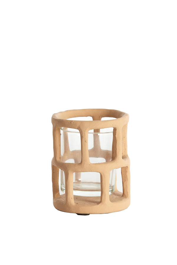Light & Living Accessories Tealight 10x12 cm ALIMOS light terra+glass House of Isabella UK