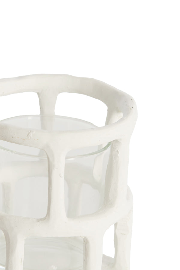 Light & Living Accessories Tealight 10x12 cm ALIMOS white+glass House of Isabella UK