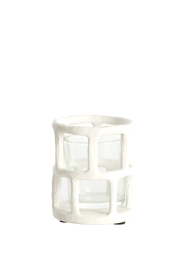 Light & Living Accessories Tealight 10x12 cm ALIMOS white+glass House of Isabella UK
