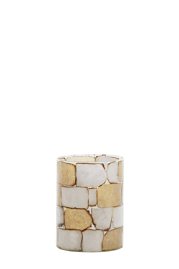 Light & Living Accessories Tealight 10x13 cm DRONERO glass clear+white+brown House of Isabella UK