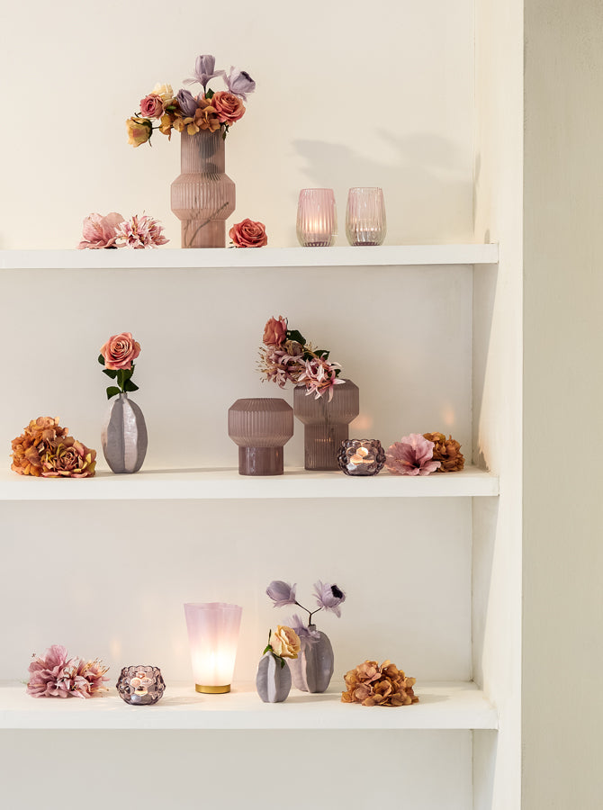 Light & Living Accessories Tealight 10x14 cm AIMEE glass lilac House of Isabella UK