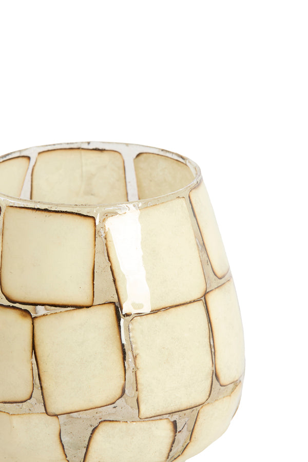 Light & Living Accessories Tealight 11x11 cm KUALA glass clear+cream House of Isabella UK