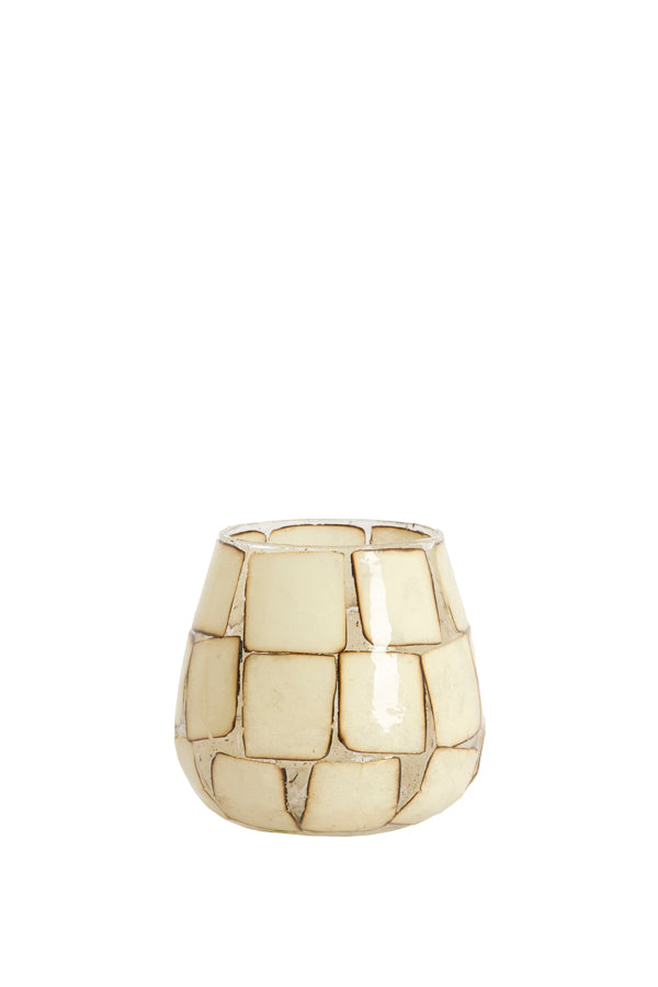 Light & Living Accessories Tealight 11x11 cm KUALA glass clear+cream House of Isabella UK
