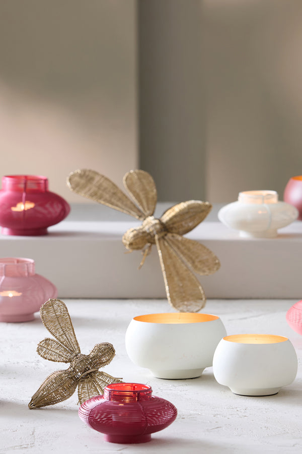 Light & Living Accessories Tealight 12x8 cm RAPALLO matt cream+gold House of Isabella UK